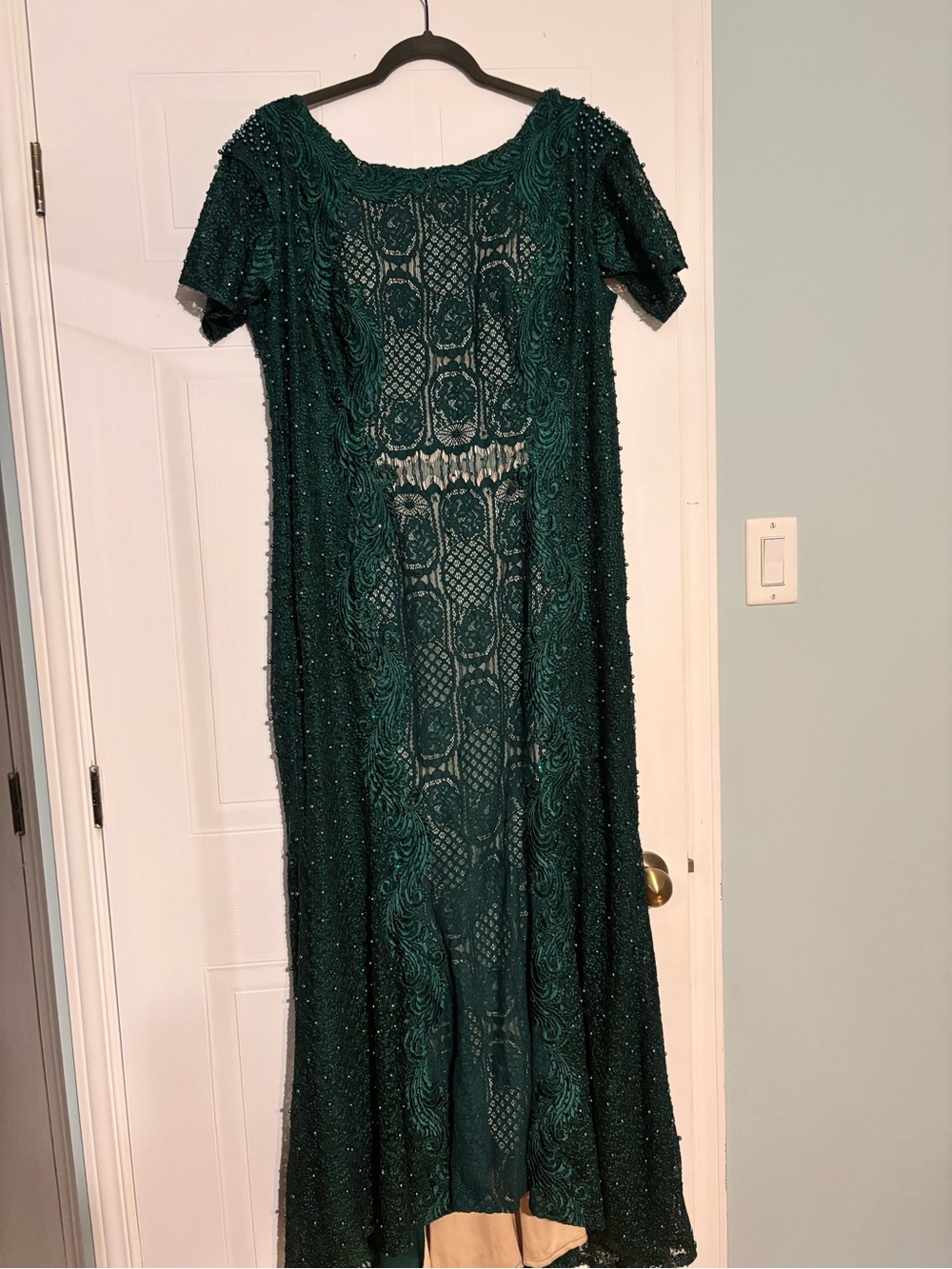 Elegant Green Beaded Handmade Evening Dress